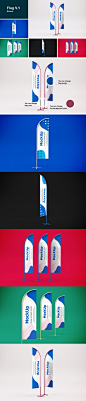高品质的少见路旗水滴旗VI设计样机展示模型mockups