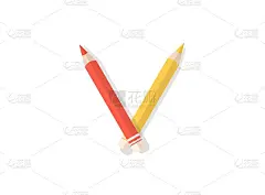 由彩色铅笔制成的U字型字母。矢量设计元素的标志，旗帜，海报，卡片，标签等。