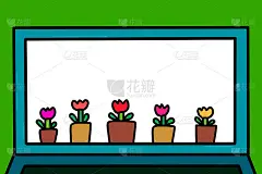 网络研讨会在线手绘矢量插图在卡通漫画风格的花盆