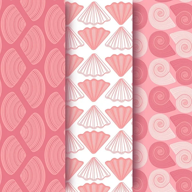 Free vector seamless seashell pattern collection-花瓣网