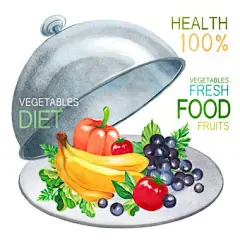 保鲜餐盘新鲜水果健康食品水果插画