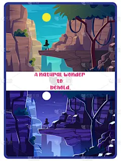 一套平面设计网页模板,介绍暑假、旅游目的地、自然.用于网站和移动网站开发的现代矢量说明概念.