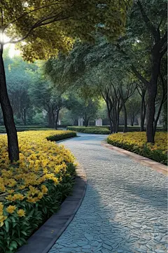AI数字艺术绝美马路街道林荫大道摄影图片-众图网