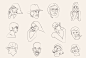 hand sketched faces vector_平面设计_绘画插图