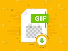 Download GIF icon file with label. Downloading doc