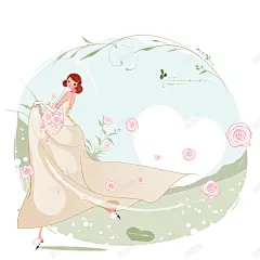 穿婚纱手拿捧花的新娘矢量 爱情素材 甜蜜 甜蜜婚姻 矢量图 高清背景 背景 设计图片 免费下载 页面网页 平面电商 创意素材