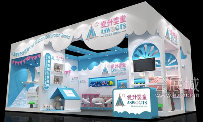 爱升婴童展台展览展示设计展台搭建案例-花瓣网