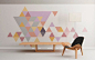 Geometric - Mid Century - Triangles - Pastel - Wall Art - Floor Graphics - Wall Decal - Wall Sticker - Peel and Stick