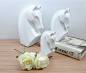 北欧简约现代米白色陶瓷马头组合摆件书房客厅酒柜样板房软装饰品-淘宝网