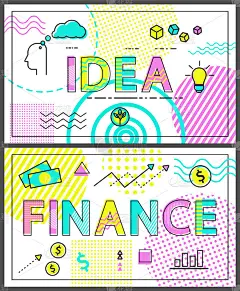 创意和金融集合矢量插图