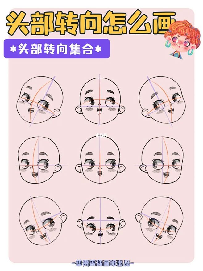 插画教程|人物头部的不同转向怎么画? :...