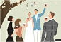 情侣 举杯 柔和 白色婚纱 水彩 手绘 婚礼主题插画AI_矢量素材_插图/插画