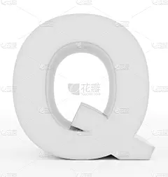 英文字母Q,白色,三维图形,分离着色,遮罩,垂直画幅,正面视角,字母,灰色,抽象