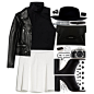 A fashion look from July 2014 featuring black jacket, white skater skirt and black leather mules. Browse and shop related looks.