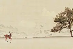 树木黄色高端大气古风工笔画背景