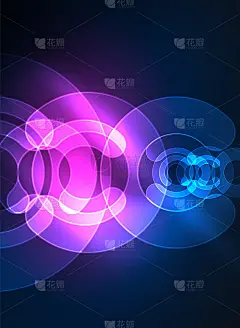 圆形发光元素在黑暗的空间，抽象的背景