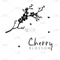 Cherry blossom branch silhouette illustration