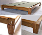 Close up of bed post. This Japanese style platform bed is constructed with interlocking frames that requires no brackets or screws for easy assembly.