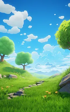 简约蓝天白云植物素材图AI图背景壁纸