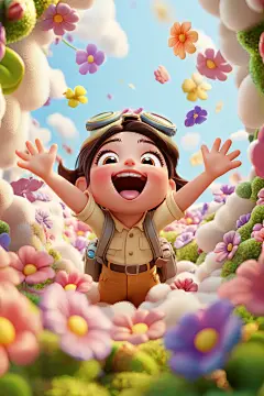 儿童形象穿越隧道玩耍