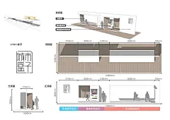 通行空间指沿车行道线型两侧的人行步道空间的改造与优化。这一部分我们通过场地空间尺度、场地内现状人行步道材质、场地内现状乔木点位三个要素，将场地归纳为十二类不同的现状情况，并以一体化改造策略为原则，通过增设绿化隔离、更换透水铺装、梳理现状种植、完善基础设施的策略为每一类空间提出相应的改造方案。