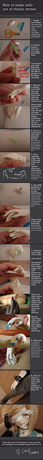 Fingernails from plastic straws: Plastic nails for bjd tutorial by cian1675