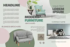 简约绿色高端大气创意家具三折页