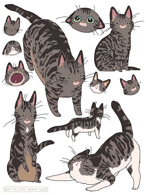 — i drew my 4 kittie...