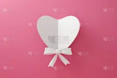 折纸白色的心和丝带，以快乐的情人节为背景，以爱的概念。3 d渲染。
