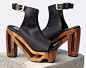 使用木材和皮革制作的手工鞋Yuxtafolk