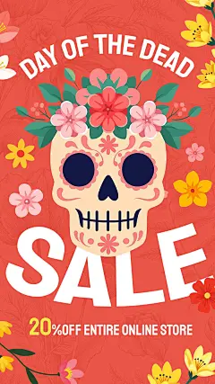 Day of the Dead Dia de Los Muertos Graphic Illustrations Poster Instagram Story Image