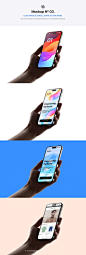 15款手持iPhone15手机ps样机App应用ui界面设计作品展示效果图下载_颜格视觉