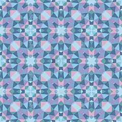 抽象几何背景-无缝矢量图案在蓝色和粉红色的颜色。放荡不羁的民族风格。马赛克装饰结构。地毯片段。