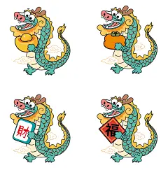 哈哈龙2024生肖插画生肖IP卡通形象设计表情包手机壳壁纸贴纸
