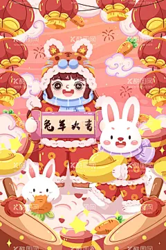 国潮兔年   - 源文件下载【酷图网】国潮兔年,国潮插画,兔年,兔年快乐,兔年素材,兔年贺卡,新年,兔年展架,兔年大吉,兔年吉祥,兔年海报,兔年红包,兔年布置,兔年展板,