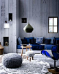 Cobalt + Grey= love the colour scheme... not too crazy about the style of furniture though