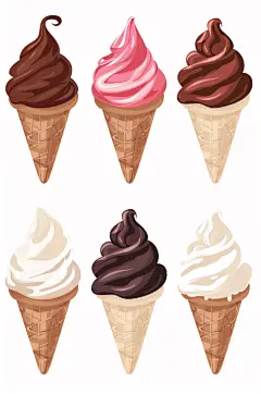 AI数字艺术手绘冰淇淋甜品插画