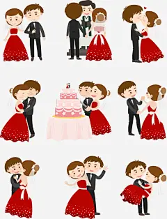 矢量手绘婚礼图案_新图网 https://ixintu.com 矢量 手绘 婚礼现场 新郎 新娘 婚礼蛋糕 结婚现场