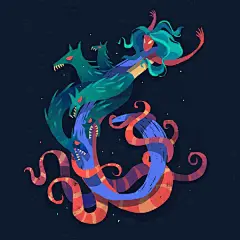 插画#设计##美学# 每日灵感分享64期丨数字X怪兽丨BY Chaaya Prabhat ​​​​