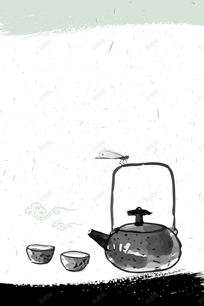 古风水墨茶茶艺文化海报背景矢量图 茶香 质感底纹 铁壶 背景 设计图片 免费下载 页面网页 平面电商 创意素材