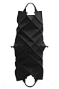 Kagari Yusuke Black Leather & Putty Geometric Tote Bag  | unconventional