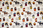 Horse racing fabric French jockey document script farmhouse fabric