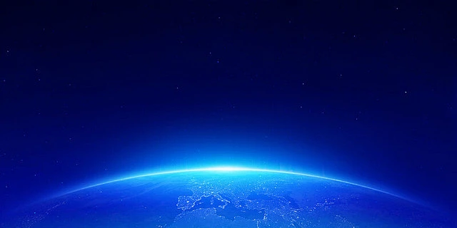 蓝色科技感地球星球星空光效渐变科幻月球简约背景科技地球-花瓣网