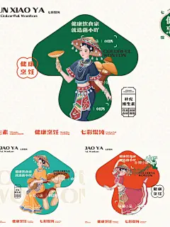 云南 菌小吖 七彩馄饨插画设计（一稿） - 小红书