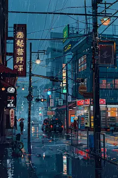 雨天的城市老街/超清治愈壁纸 - 小红书