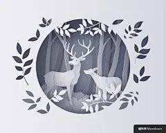 雌雄 立体 剪纸 冬季 手工剪纸广告海报平面设计