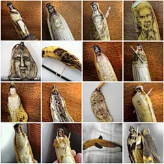 香甜的爆米花也能用来绘制插画？善于观察事物的设计师可没把它们仅仅当做食物来看待，在这几幅趣味插画中他使用常见的事物如核桃仁、剪刀、爆米花等来充当画面人物的头像或者脸部轮廓，各个栩栩如生，形态逼真，仿佛就是这只动物或人物天然的一部分~