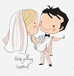 卡通婚礼人物 元素 免抠png 设计图片 免费下载 页面网页 平面电商 创意素材