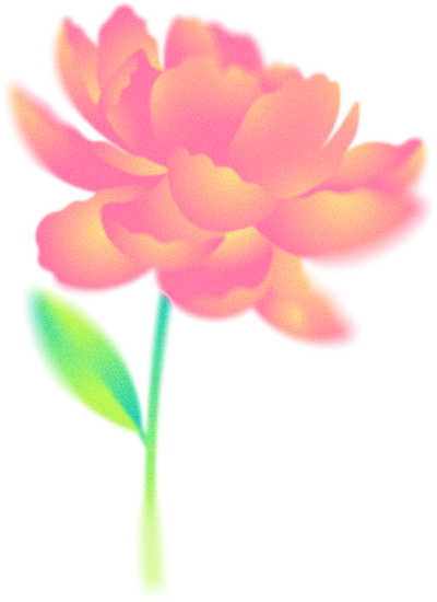 弥散风女性花朵插画-粉色花.