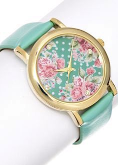 Mint floral watch